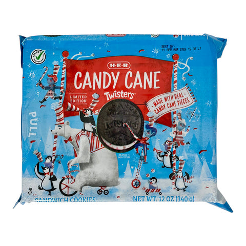 H-E-B Twisters Chocolate Cookies - Candy Cane (Limited Edition)