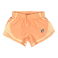 Buc-ee's coral track shorts featuring a playful beaver graphic