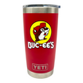 Buc-ee's red tumbler with cartoon beaver graphic and logo