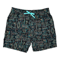 Buc-ee's black youth swim shorts - neon tiki design