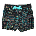 Buc-ee's black infant swim shorts - neon tiki design