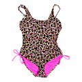 Buc-ee's pink leopard swimsuit - adjustable straps and ties