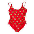 Buc-ee's red one-piece swimsuit - adjustable side and strap features