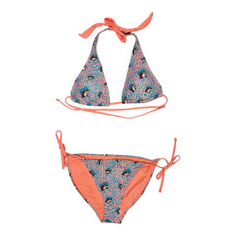 Buc-ee's Women's Two-Piece Bikini Swimsuit – Blue Leopard