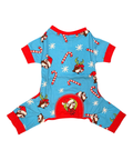 Light Blue dog onesie - festive holiday design