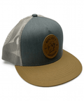Adult Classic Snapback Hat With Rounded Brim in Gray-Blue & Brown