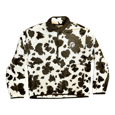 Youth Cow Print Sherpa 1/2 Zip Jacket
