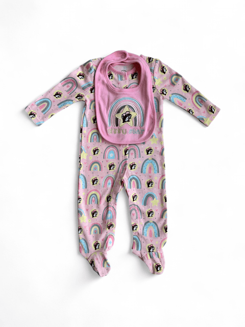 Infant Rainbow Onesie Pajamas with Bib