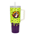 "Neon green tumbler - 40oz capacity, straw included"