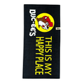 Buc-ee's black towel - 32x64 inches with cheerful text
