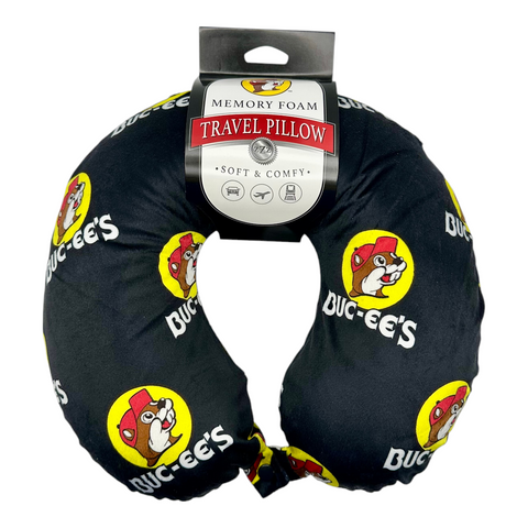 Buc-ee’s Memory Foam Travel Pillow – Classic Black