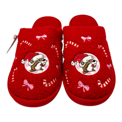 Buc-ee's Christmas 2025 Candy Cane Red Slippers