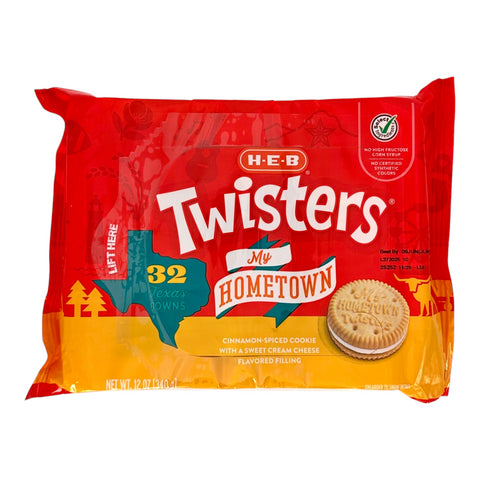 H-E-B "My Hometown" Twisters Chocolate Cookies -  Sweet Cream