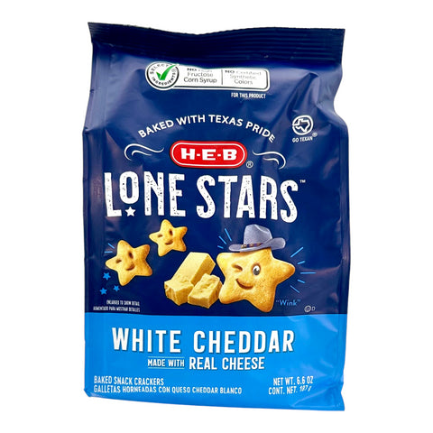 H-E-B Lone Stars Crackers - White Cheddar