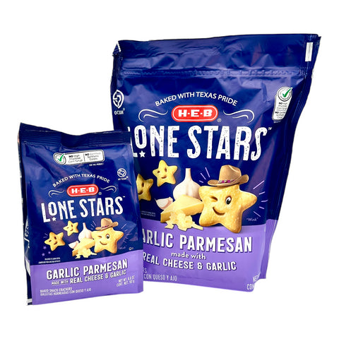 H-E-B Lone Stars Crackers - Garlic Parmesan