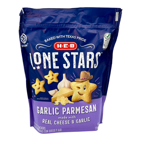 H-E-B Lone Stars Crackers - Garlic Parmesan