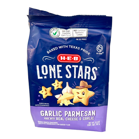 H-E-B Lone Stars Crackers - Garlic Parmesan