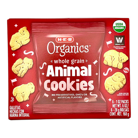 H-E-B Organics Whole Grain Animal Cookies - 6 Pack