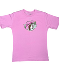 Buc-ee's youth tee with "Stuck on Buc-ee's" design and decorative border