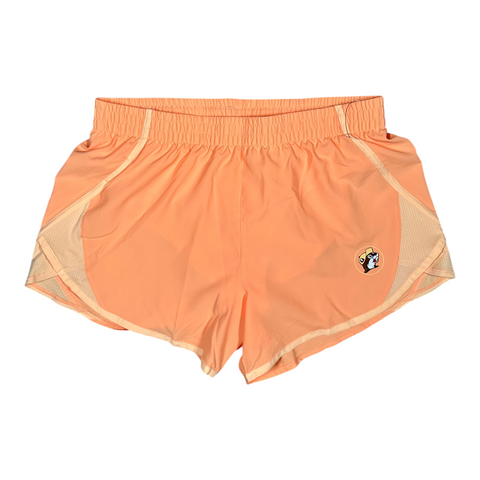 Buc-ee's peach youth track shorts with embroidered beaver logo
