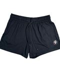 Buc-ee's black knit shorts with playful beaver logo on thigh