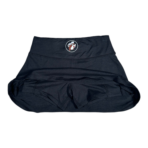 Buc-ee's youth skort featuring playful beaver logo and black design