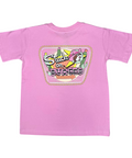 Buc-ee's soft pink shirt featuring "Stuck on Buc-ee's" text and bunny design