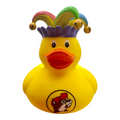 Buc-ee's yellow rubber duck with colorful jester hat design