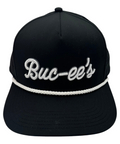 Buc-ee's black hat featuring breathable mesh back and elegant design