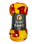 Buc-ee's plush blanket featuring colorful 'Always Open' slogans and bright design