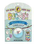 Buc-ee's soft blue bath bomb with colorful Easter graphics and bunny illustration