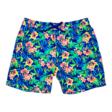 Buc-ee's tropical swim shorts - 7" length with drawstring