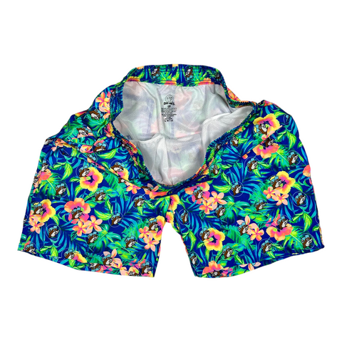 Buc-ee's colorful men's swim shorts - back zipper pocket