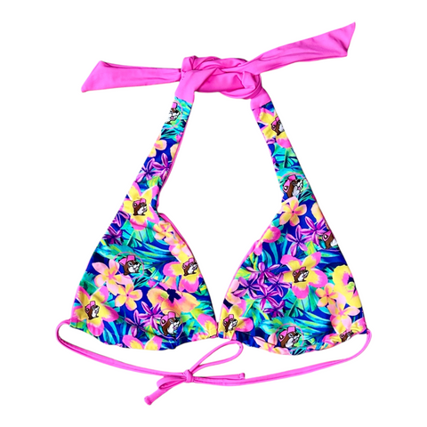 Buc-ee's tropical floral bikini top - reversible design