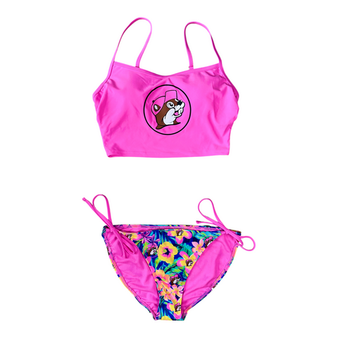 Buc-ee's pink swim crop top - vibrant summer style