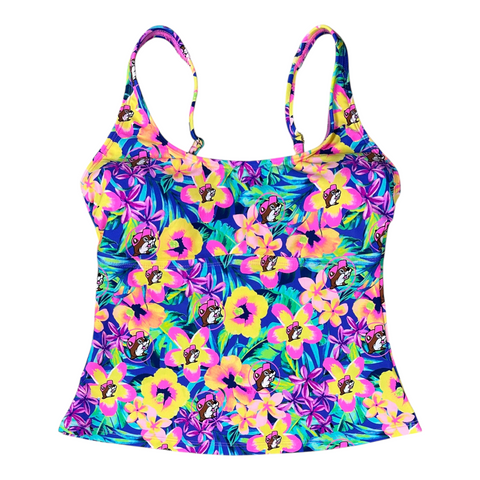 Buc-ee's multi-color tankini top - tropical floral design