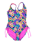 Buc-ee's tropical floral one piece swimsuit - adjustable straps