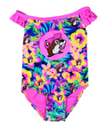 Buc-ee's tropical floral infant swimsuit - ruffle shoulders