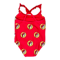 Buc-ee's bright red infant one-piece swimsuit - playful design
