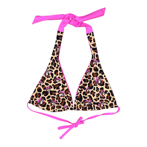 Buc-ee's Pink Leopard Bikini Top - Reversible design