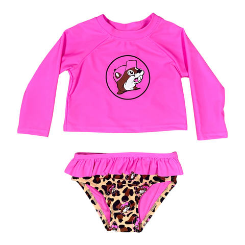 Buc-ee's pink infant swimsuit - full sleeve swim top