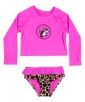 Buc-ee's pink toddler swimsuit - full sleeve swim top