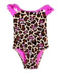 Buc-ee's Pink Leopard Infant One-Piece Swimsuit - Soft nylon blend