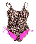Buc-ee's pink leopard swimsuit - adjustable straps and ties