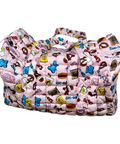 Buc-ee's pink puffy duffle - spacious main zipper pocket