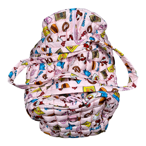 Buc-ee's colorful puffy duffle - durable polyester material