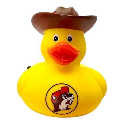 Buc-ee's bright yellow rubber ducky - cowboy design