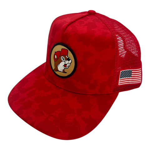 Buc-ee's red camo snapback hat - durable design