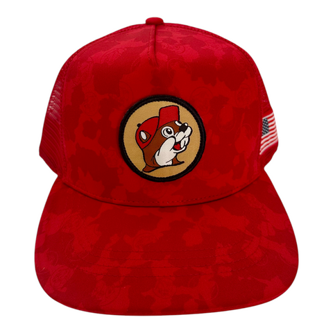 Buc-ee's red camo snapback hat - stylish accessory