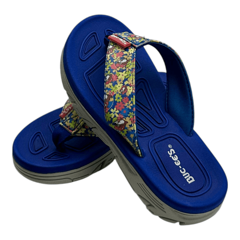 Buc-ee's Kid Flip Flop Sandals - Blue Floral